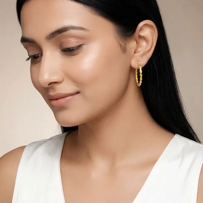 Golden Entwined Hoop Earrings
