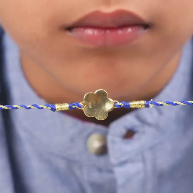 Golden Evil Eye Bloom Kids Rakhi