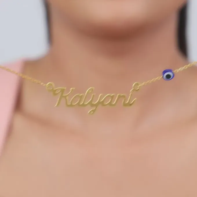 Golden Evil Eye Personalised Name Necklace
