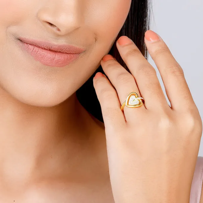 Golden Falling For Your Heart Ring