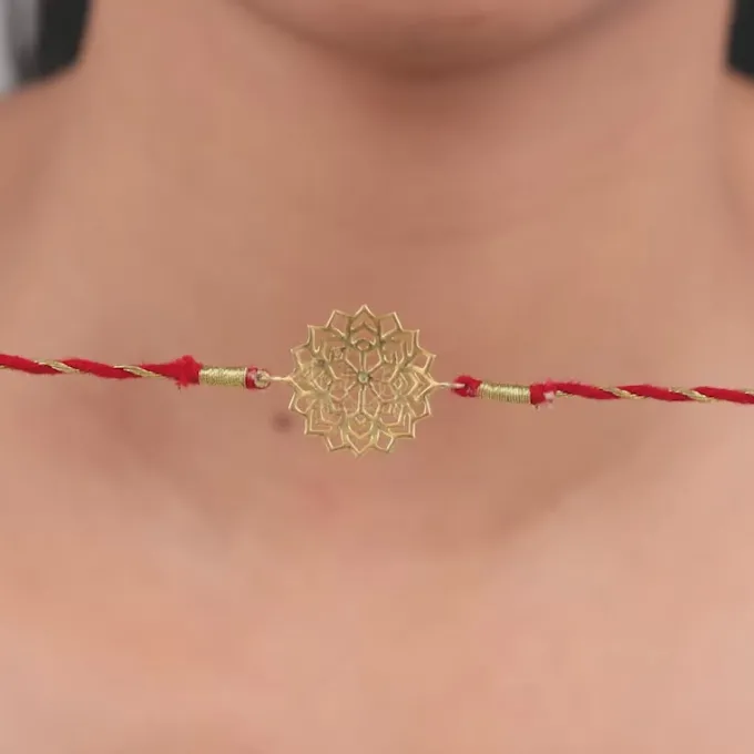 Golden Floral Mandala Rakhi