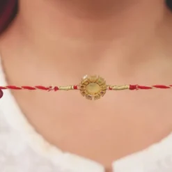 Golden Floral Om Rakhi