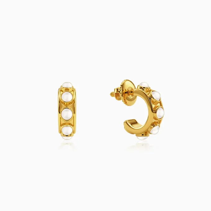 Golden Florence Pearl J Hoop Earrings