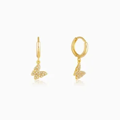 Golden Fluttering Butterfly Earrings