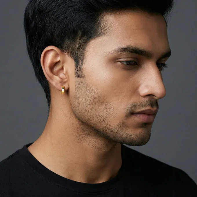 Golden Flux Hoop Earring For Him