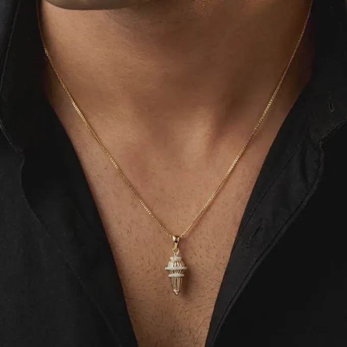Golden Gadadhari Pendant With Box Chain For Him