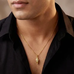 Golden Gadadhari Pendant With Box Chain For Him