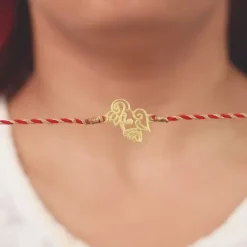 Golden Ganesha Lotus Rakhi