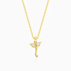 Golden Ganesha Trunk Pendant With Link Chain