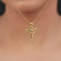 Golden Ganesha Trunk Pendant With Link Chain