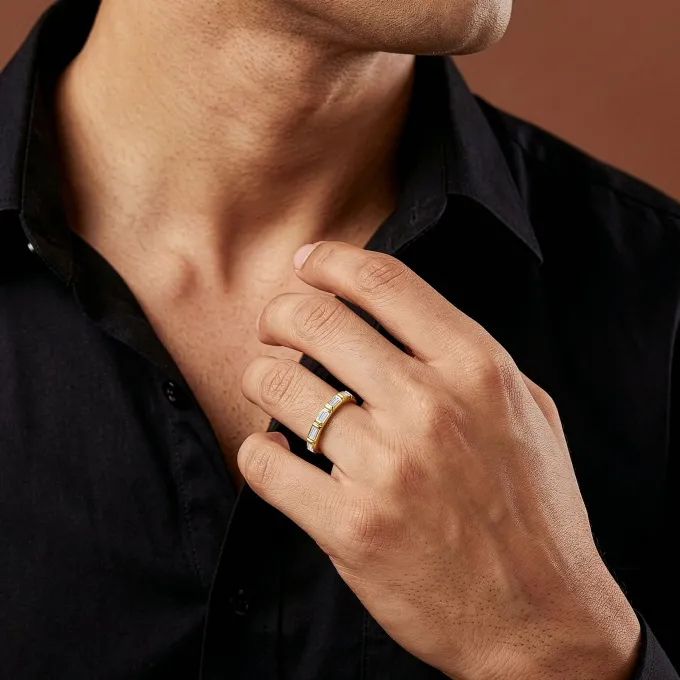 Golden Geometric Band For Him (Size 20)