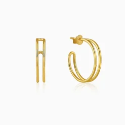 Golden Glamorous J Hoop Earrings