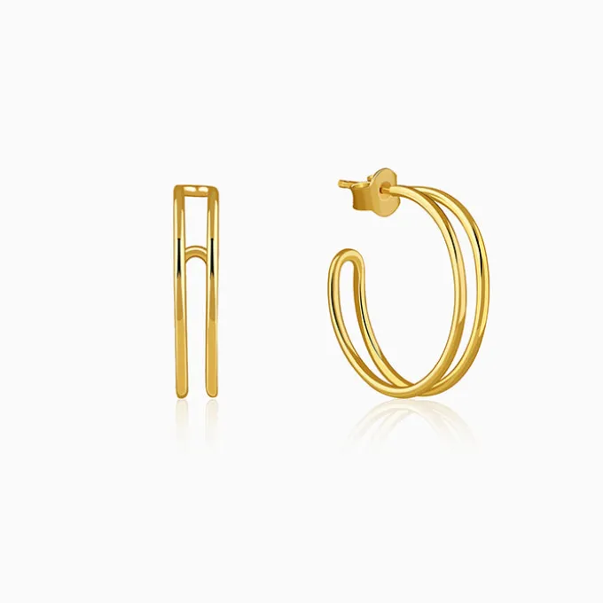 Golden Glamorous J Hoop Earrings