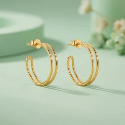 Golden Glamorous J Hoop Earrings