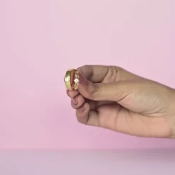 Golden Glowing in Love Couple Rings