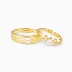 Golden Glowing in Love Couple Rings