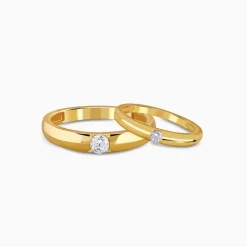 Golden Groove Couple Rings