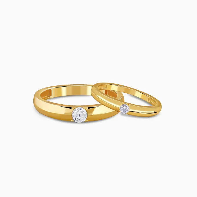 Golden Groove Couple Rings
