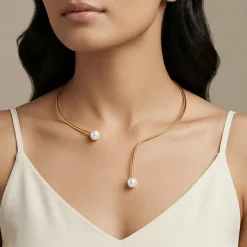 Golden Gwyneth Pearl Hasli Necklace