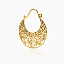 Golden Half Mandala Hoop Earrings