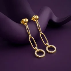Golden Halo Drop Chain Earrings