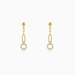 Golden Halo Drop Chain Earrings