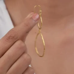Golden Hammered Textured Hook Earrings