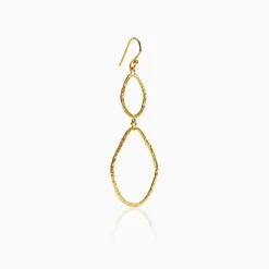 Golden Hammered Textured Hook Earrings