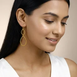 Golden Hammered Textured Hook Earrings