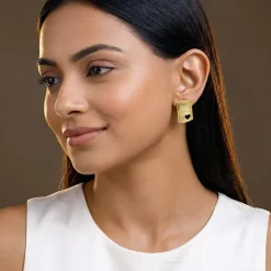 Golden Heart Aura Stud Earrings