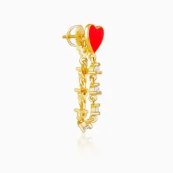 Golden Heart Chain Dangling Earrings
