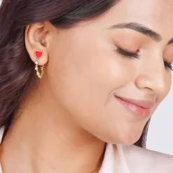 Golden Heart Chain Dangling Earrings
