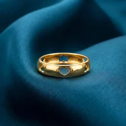 Golden Heart Cutout Band Set Ring