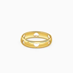 Golden Heart Cutout Band Set Ring