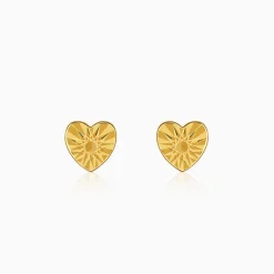 Golden Heart Stud Earrings
