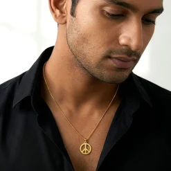 Golden Heavenly Peace Pendant With Box Chain For Him