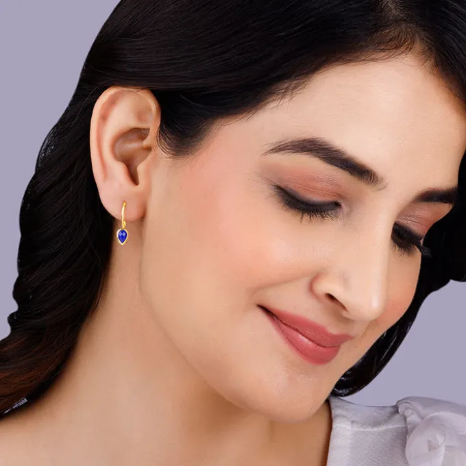 Golden Indigo Teardrop Earrings