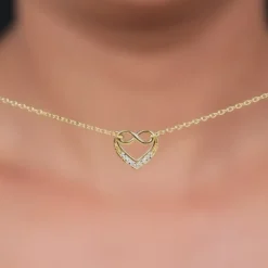 Golden Infinite Love in Heart Necklace