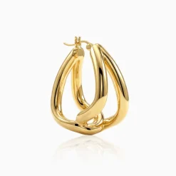 Golden Interlocked Hoop Earrings