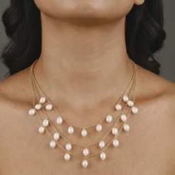 Golden Jacqeline Pearl Layered Necklace