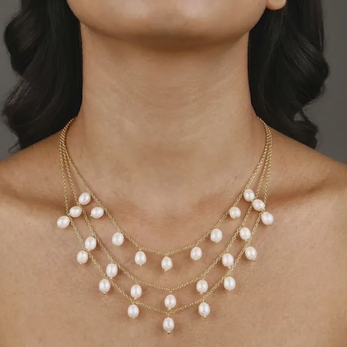 Golden Jacqeline Pearl Layered Necklace