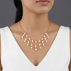 Golden Jacqeline Pearl Layered Necklace