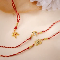 Golden Kamal Bhaiya Bhabhi Rakhi Combo (set of 3)