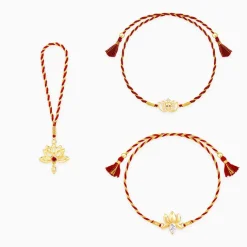 Golden Kamal Bhaiya Bhabhi Rakhi Combo (set of 3)