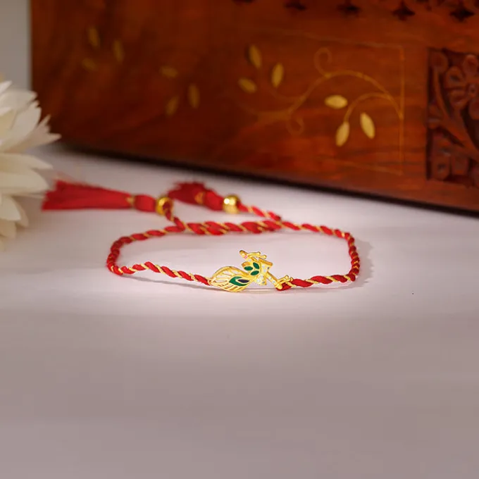 Golden Krishna Flute Rakhi cum Pendant