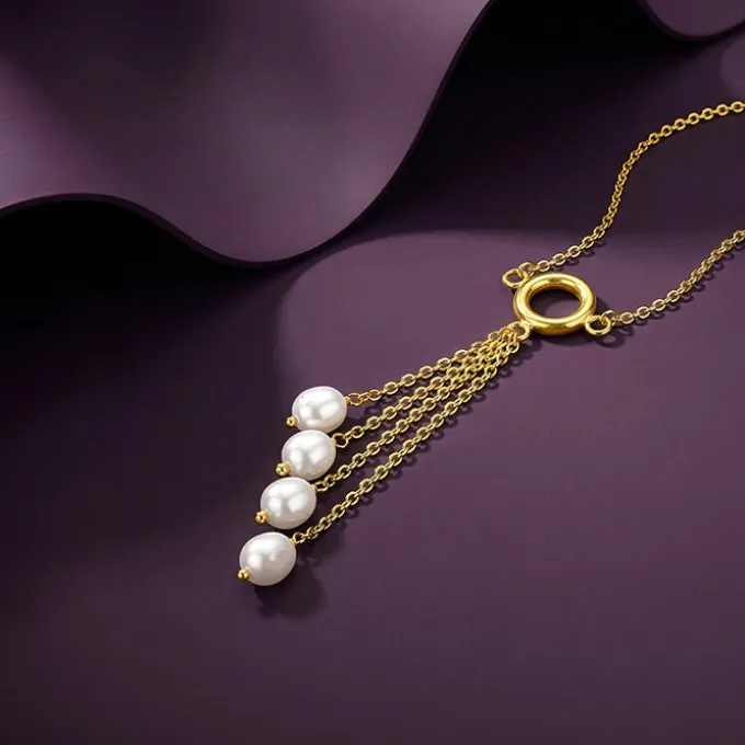 Golden Lariat Pearl Necklace