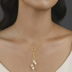 Golden Lariat Pearl Necklace