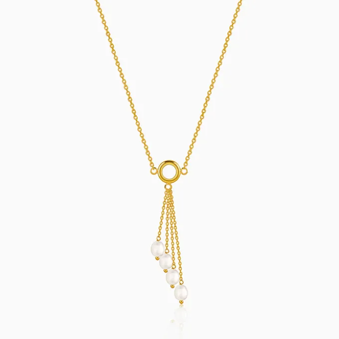 Golden Lariat Pearl Necklace