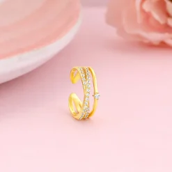 Golden Layered Interweave Ring