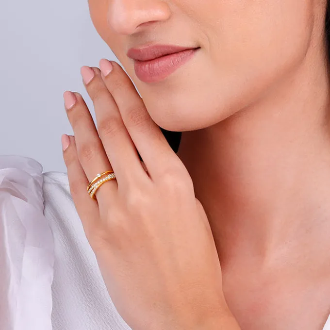 Golden Layered Interweave Ring